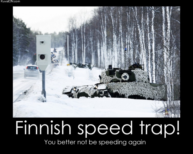 Motivational poster: Finnish speed trap